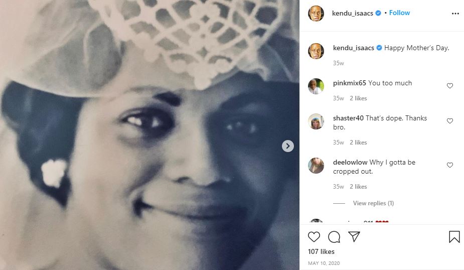 Kendu Isaacs posted picture of his mother on Instagram