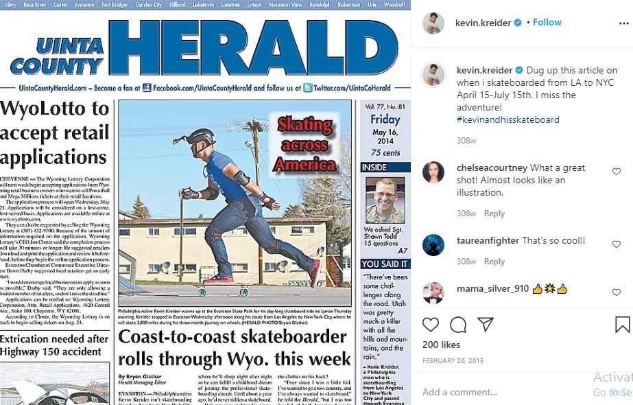 Kevin Kreider Wiki, Age, Height, Wife, Net worth, Family, Biography & More 19 Kevin Kreider's skateboard record