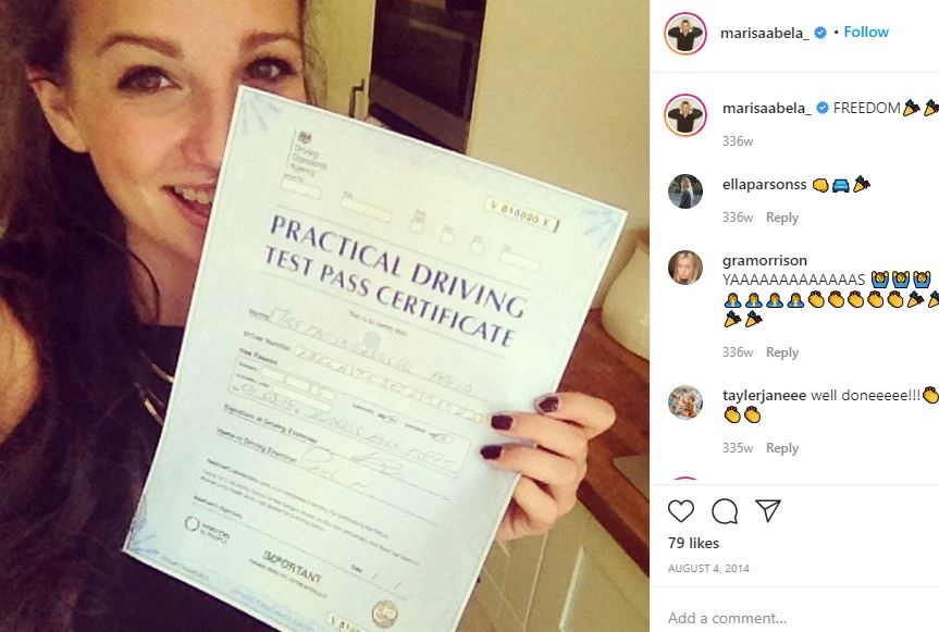 Marisa Abela passed her Driving Test