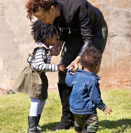 Ouleye Ndoye spending time with her children