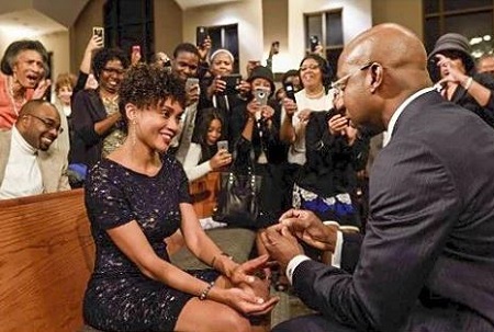 Raphael Warnock proposed Ouleye Ndoye at Historic MLK Church