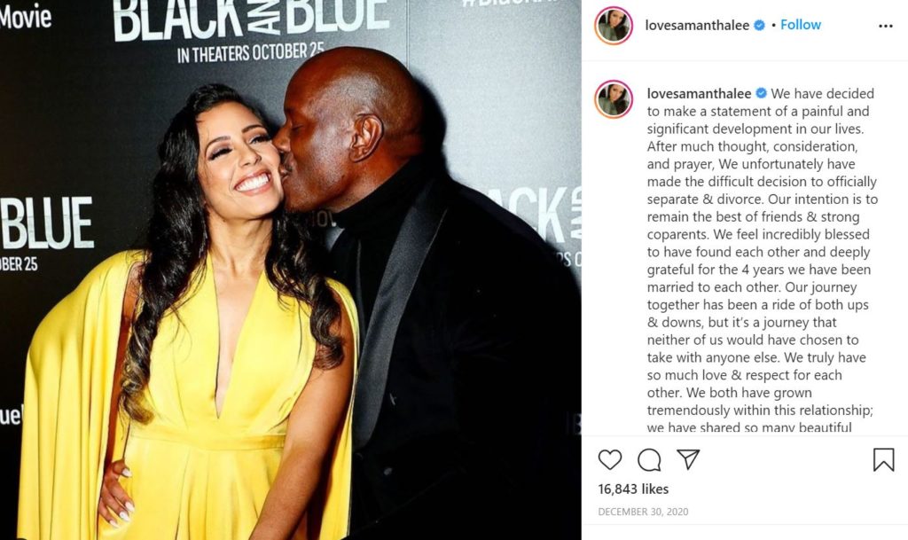 Samantha Lee Gibson Wiki (Tyrese Gibson's Wife) Age, Kids, Net worth, Biography & More 2 Samantha Lee Gibson announced her divorce with husband Tyrese Gibson
