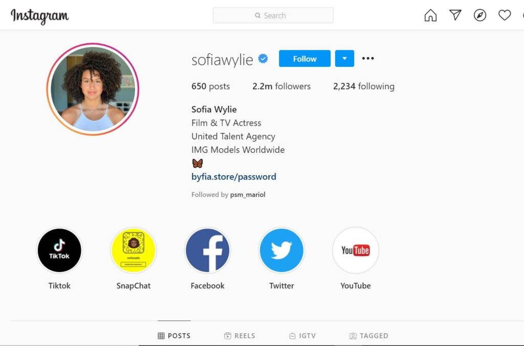 Sofia Wylie Height, Weight, Age, Boyfriend, Net worth, Biography & More 13 Sofia Wylie Instagram account