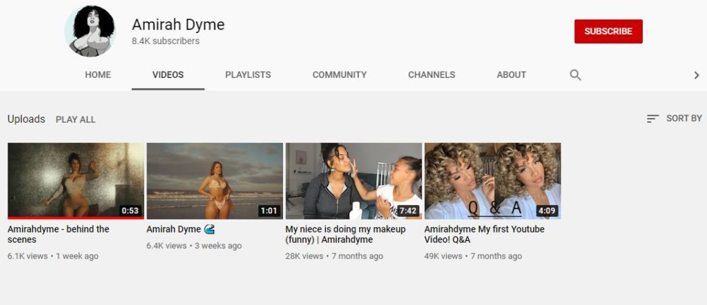Amirah Dyme Wiki, Age, Height, Husband, Net worth, Biography & More 11 Amirah Dyme's Youtube channel