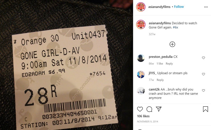Asian Andy Instagram debut post