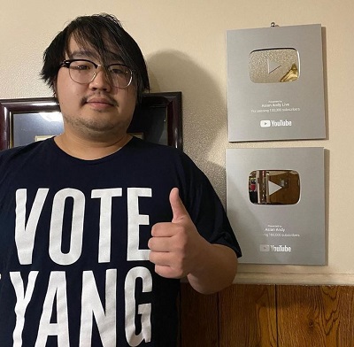 Asian Andy with his silver play buttons
