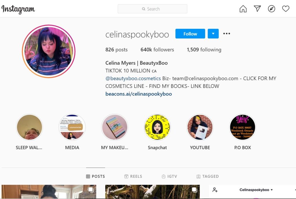 CelinaSpookyBoo Wiki, Age, Height, Boyfriend, Net worth, Biography & More 12 CelinaSpookyBoo Instagram account