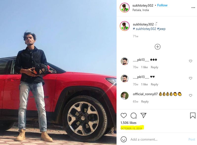 Sukh Lotey Wiki, Age, Height, Girlfriend, Family, Biography & More 15 First Instagram post of Sukh Lotey