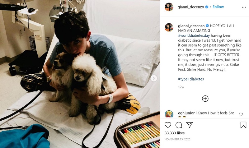 Gianni DeCenzo Wiki, Height, Age, Girlfriend, Net worth, Biography & More 9 Gianni DeCenzo shared picture on World Diebetes day