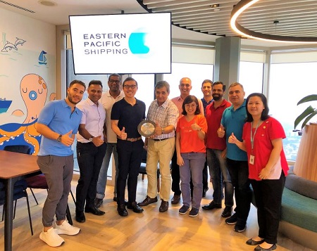 Gil Ofer with his staff at Eastern Pacific Shipping Pte. Ltd