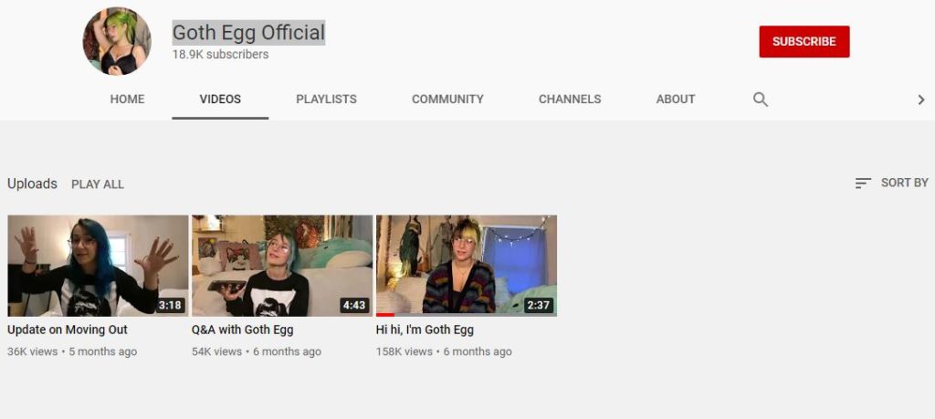 Goth Egg (Tiktok Star) Wiki, Age, Height, Boyfriend, Net worth, Biography & More 10 Goth Egg's Youtube channel