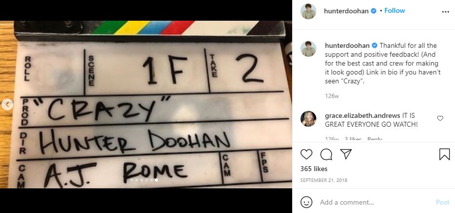 Hunter Doohan Wiki, Height, Age, Boyfriend, Family, Biography & More 12 Hunter Doohan short film Crazy