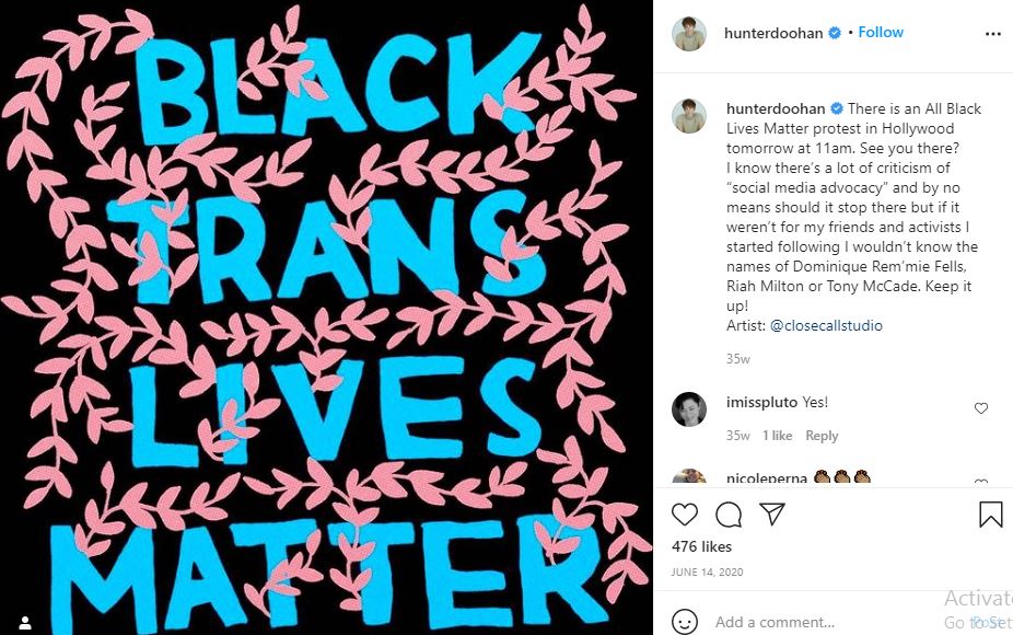 Hunter Doohan Wiki, Height, Age, Boyfriend, Family, Biography & More 19 Hunter Doohan support Black Trans Live Matter Movement