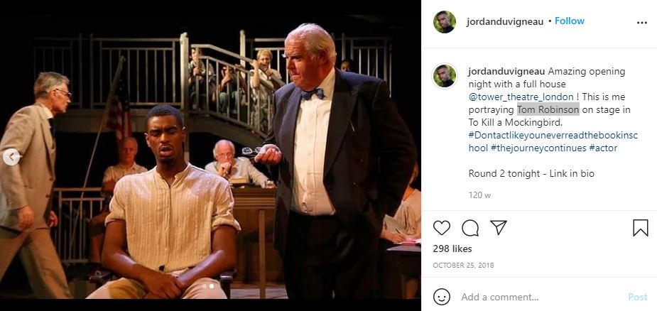 Jordan Duvigneau potrayed Tom Robinson during theatre show