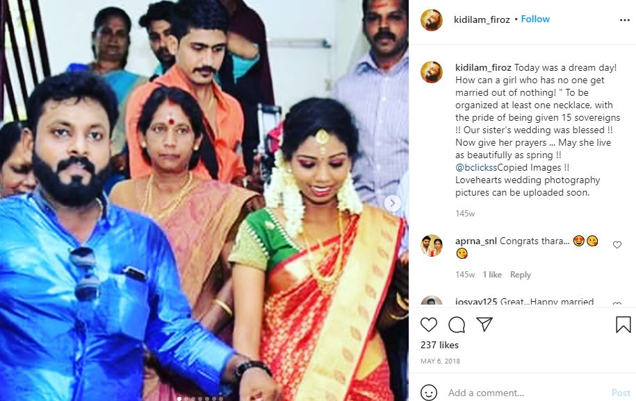Kidilam Firoz (RJ) Wiki, Age, Wife, Caste, Family, Net worth, Biography & More 24 Kidilam Firoz and team organized wedding of an orphan girl