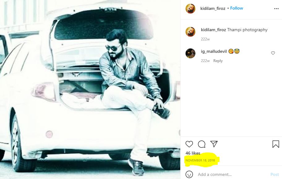 Kidilam Firoz (RJ) Wiki, Age, Wife, Caste, Family, Net worth, Biography & More 23 Kidilam Firoz first Instagram Post