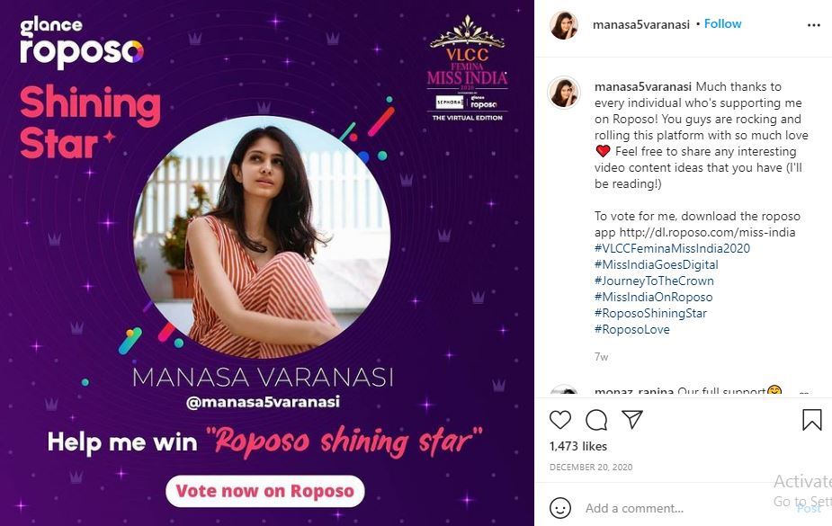 Manasa Varanasi: Wiki, Age, Height, Boyfriend, Family, Net worth, Biography & More 17 Manasa Varanasi promoted by Roposo