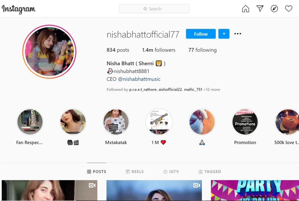 Nisha Bhatt Wiki, Height, Age, Boyfriend, Family, Biography & More 17 Nisha Bhatt Instagram account