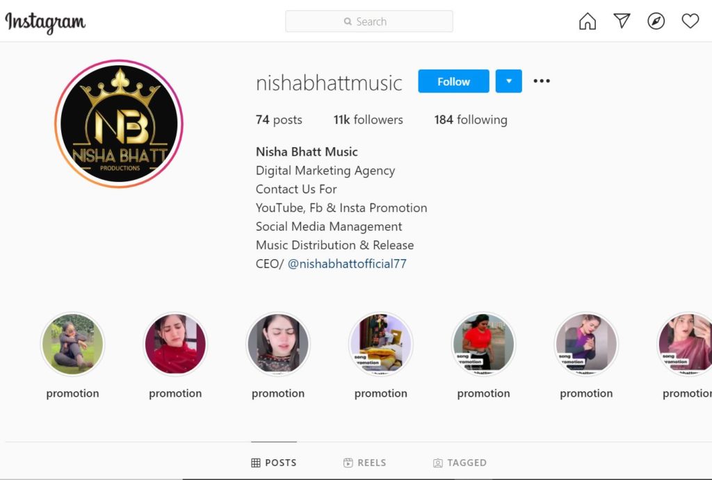 Nisha Bhatt Wiki, Height, Age, Boyfriend, Family, Biography & More 11 Nisha Bhatt second Instagram account