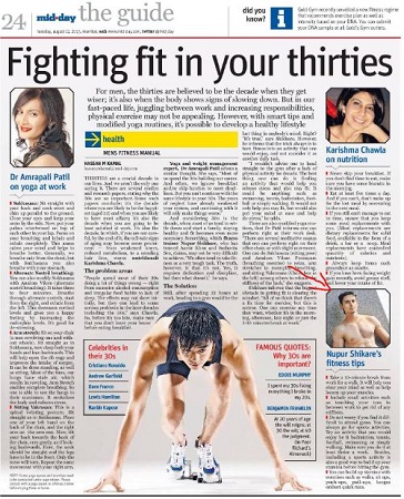 Nupur Shikhare: Wiki, Age, Wife, Height, Caste, Family, Biography & More 28 Nupur Shikhare's fitness tips on newspapers