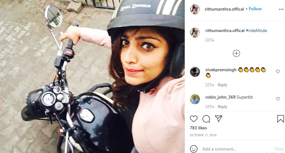 Rithu Manthra Wiki, Age, Height, Husband, Caste, Family, Biography & More 20 Rithu Manthra loves biking