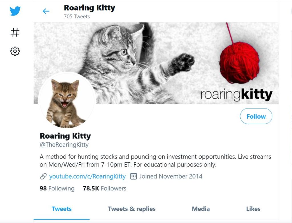 Roaring Kitty (Keith Gill) Wiki, Age, Wife, Net worth, Biography & More 8 Roaring Kitty Twitter account
