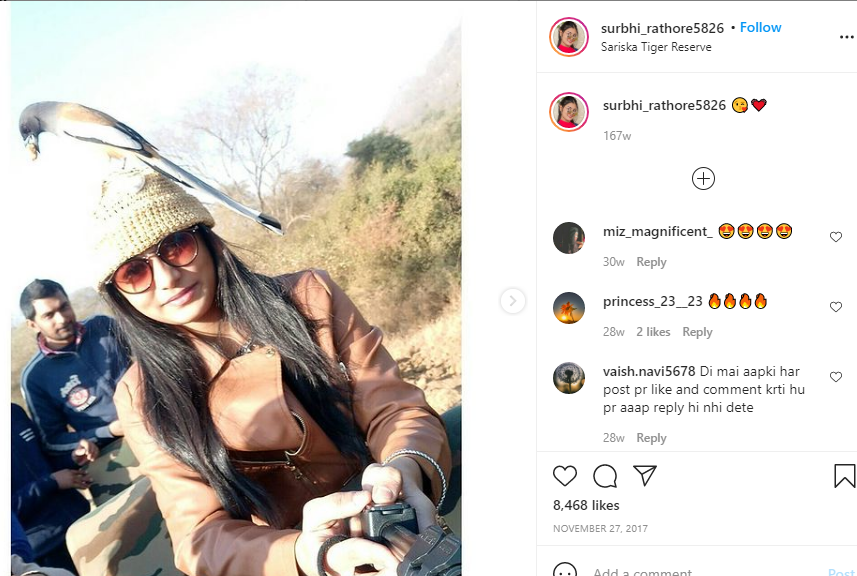 Surbhi Rathore Age, Height, Boyfriend, Net worth, Family, Biography & More 10 Surbhi at Sariska Tiger Reserve with her family