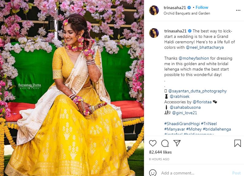 Trina Saha Wiki, Age, Husband, Height, Net worth, Family, Biography & More 10 Trina Saha's Haldi ceremony photos