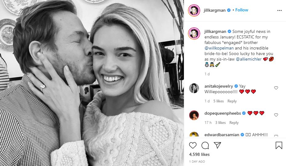 Alexandra Michler Wiki, Age, Husband, Net worth, Biography & More 2 Will Kopelman's sister Jill Kargman's Instagram post