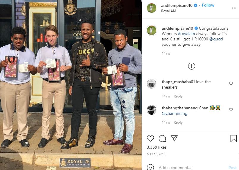 Andile Mpisane - Wiki, Age, Girlfriend, Net worth, Biography & More 27 Andile Mpisane with the winner of Royal AM Gucci voucher