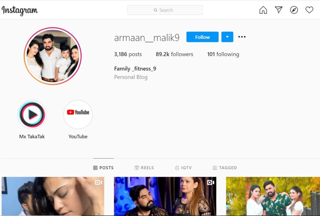 Armaan Malik (Tiktok Star) Wiki, Age, Wife, Family, Height, Biography & More 11 Armaan Malik Instagram account