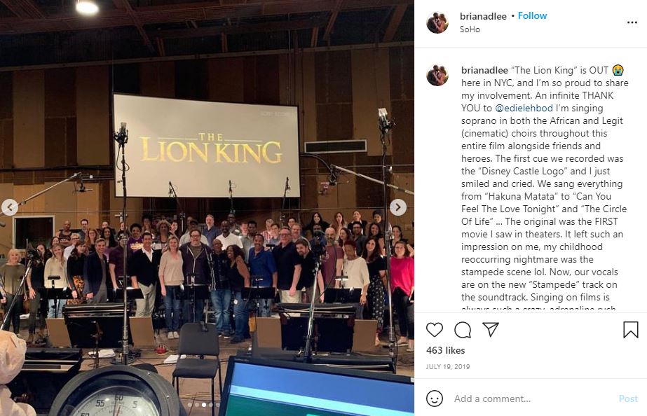Briana Lee gave music in the Lion King