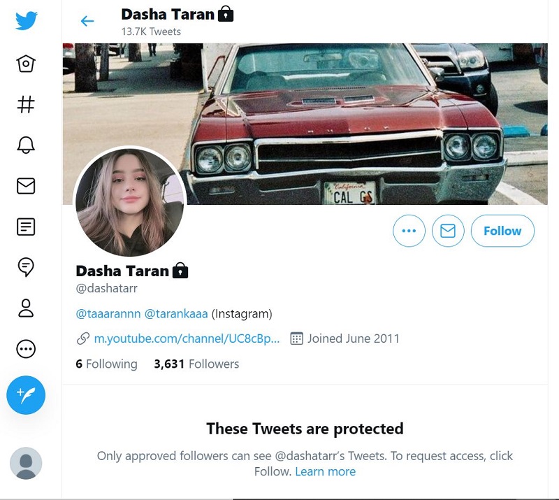 Dasha Taran Wiki, Height, Age, Boyfriend, Family, Biography & More 31 Dasha Taran Twitter account