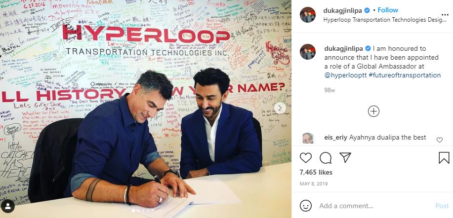 Dukagjin Lipa Wiki, Age, Wife, Net worth, Family, Biography & More 25 Dukagjin Lipa as the Global Ambassador of Hyperloop