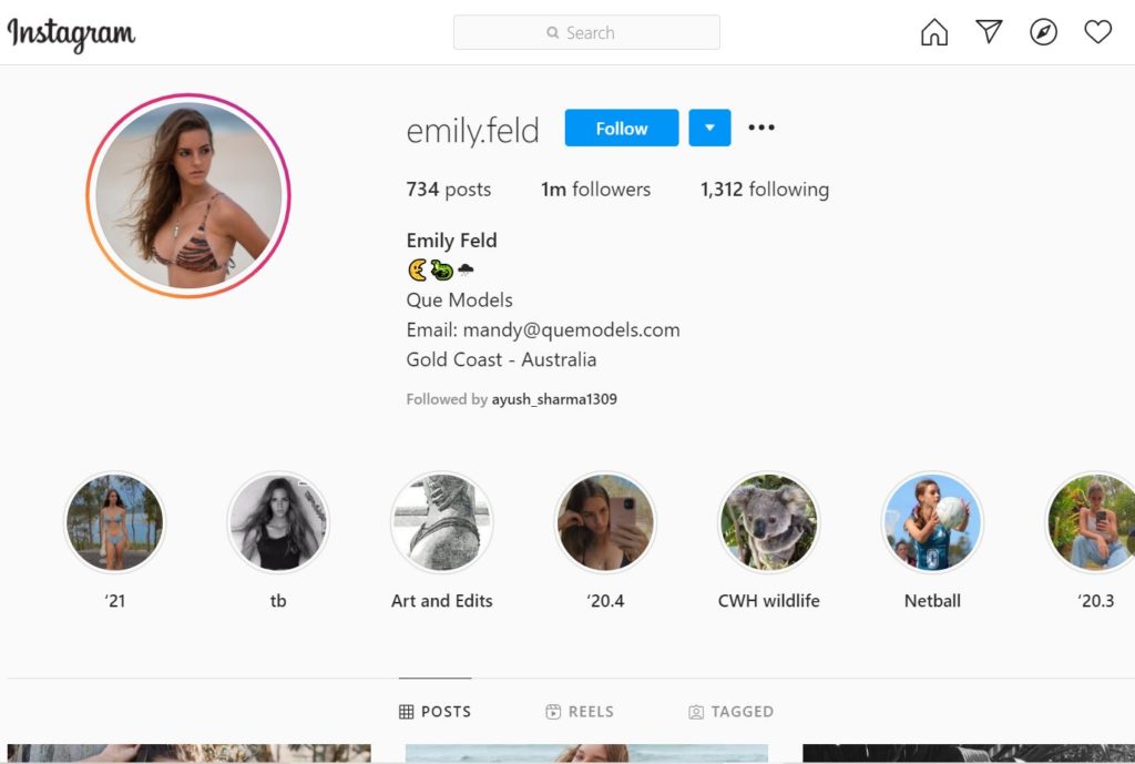 Emily Feld Instagram account