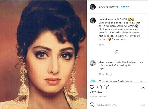 Neha Shetty on Sridevi Death