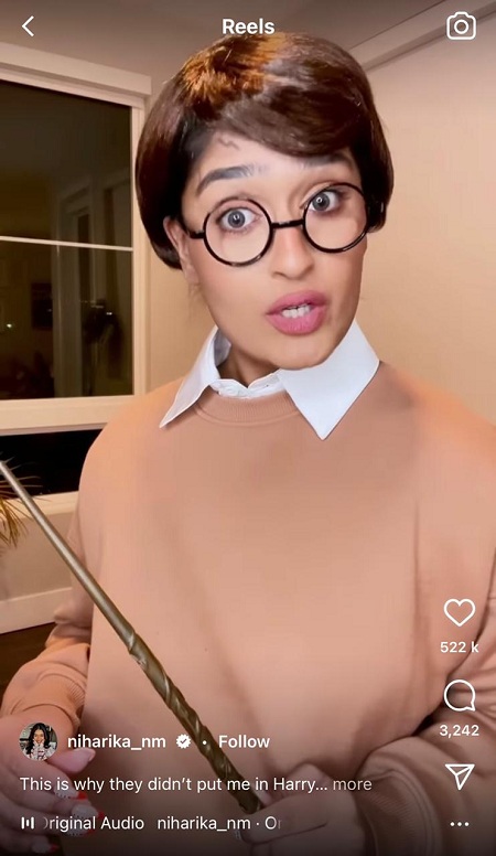 Niharika Nm Wiki, Height, Age, Boyfriend, Net worth, Biography & More 6 Niharika Nm dresses up as Harry Potter for a video