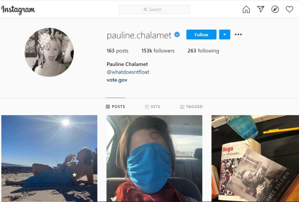 Pauline Chalamet Wiki, Height, Age, Boyfriend, Family, Biography & More 22 Pauline Chalamet Instagram account