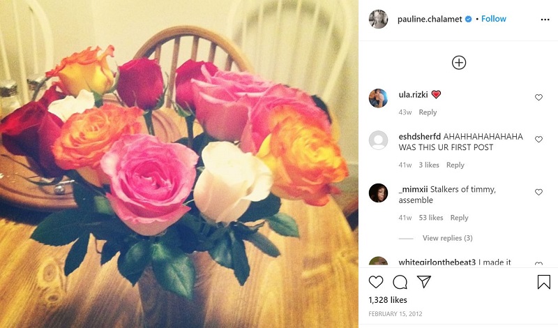 Pauline Chalamet Wiki, Height, Age, Boyfriend, Family, Biography & More 23 Pauline Chalamet Instagram debut post