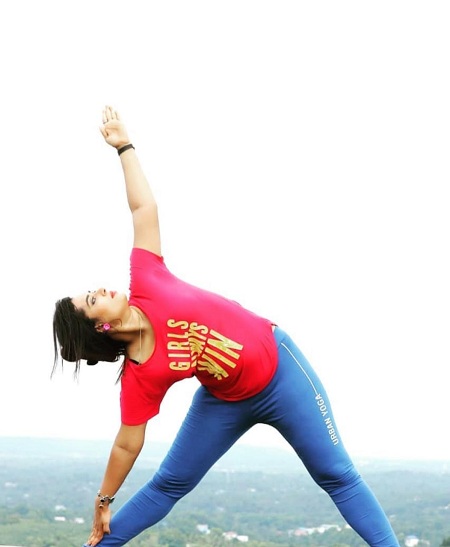 Remya Panicker does yoga to stay fit