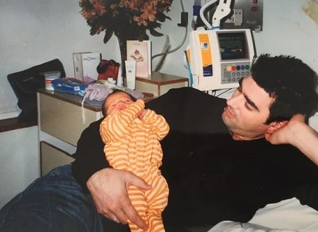 Rina Lipa childhood picture with her father Dukagjin Lipa