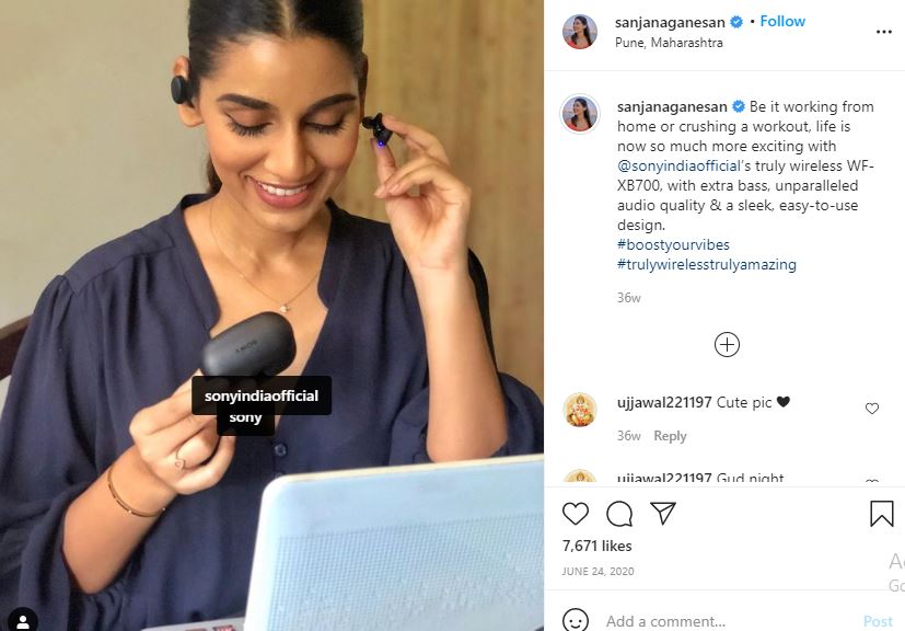 Sanjana Ganesan Wiki, Age, Husband, Height, Family, Biography & More 29 Sanjana Ganesan promotes products