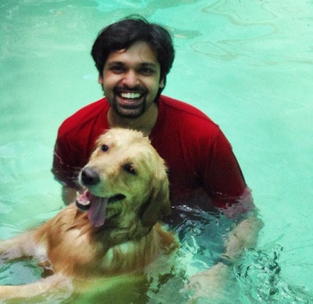 Shiladitya Mukhopadhyaya with his dog Sherlock