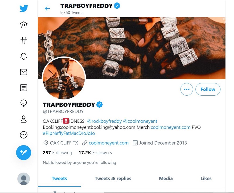 Trapboy Freddy Twitter account