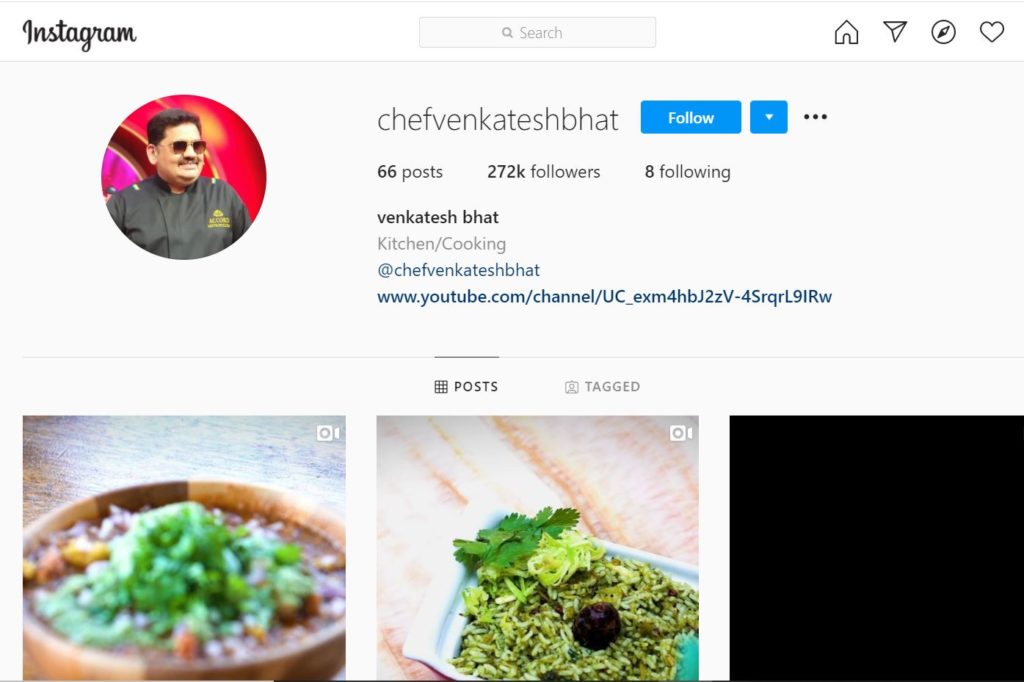 Venkatesh Bhat (Chef) wiki, Age, Wife, Net worth, Family, Biography & More 14 Venkatesh Bhat Instagram account