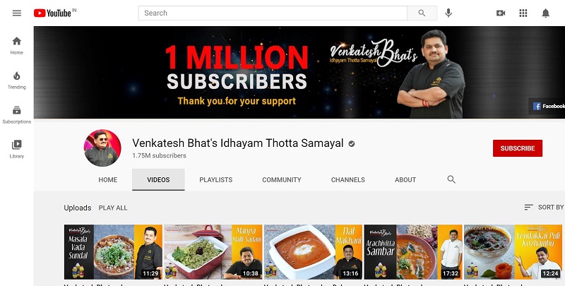 Venkatesh Bhat (Chef) wiki, Age, Wife, Net worth, Family, Biography & More 17 Venkatesh Bhat YouTube channel