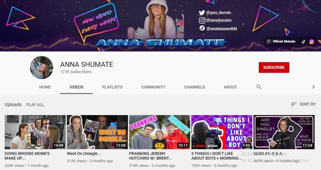 Anna Shumate Youtube channel