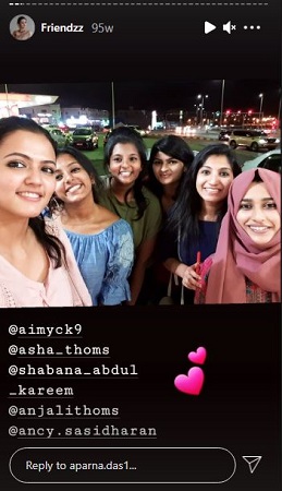 Aparna Das with her friends.