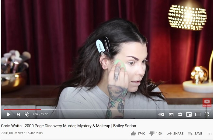 Bailey Sarian entertains her followers by posting makeup and murder mystery related videos