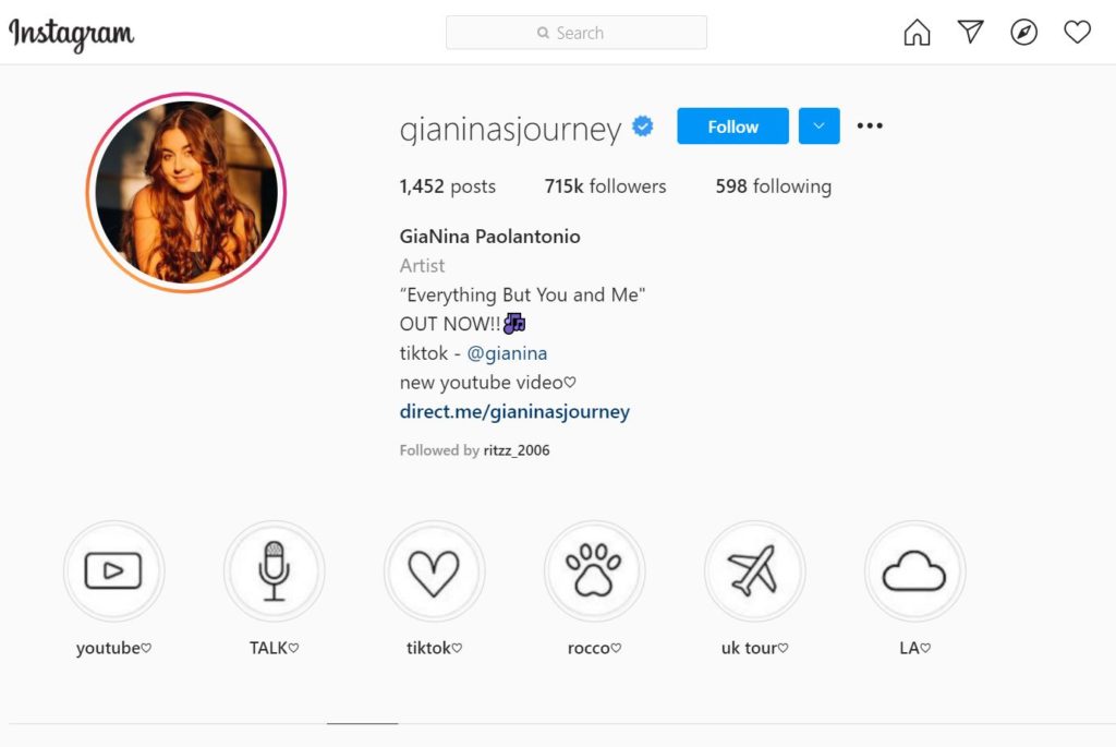 GiaNina Paolantonio Wiki, Height, Age, Boyfriend, Family, Biography & More 29 GiaNina Paolantonio Instagram account